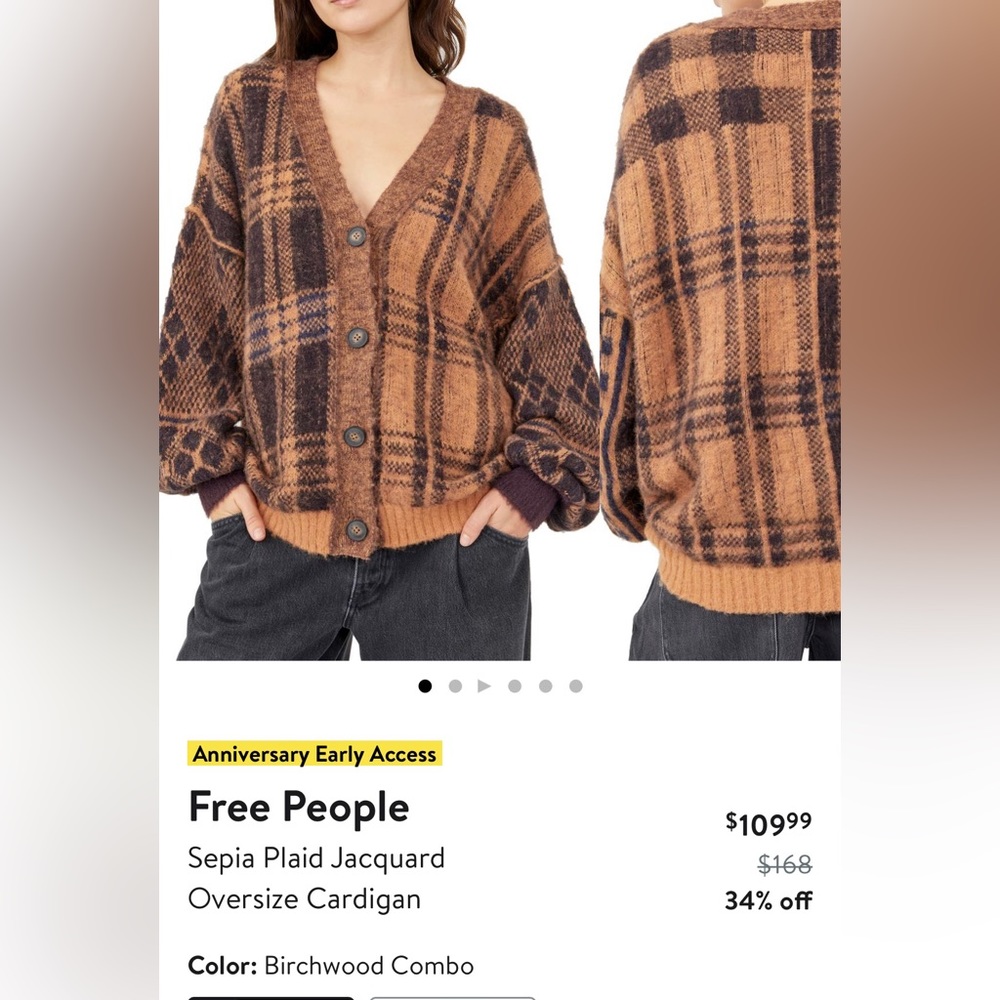 Free People plaid cardigan. Size XS. perfect condition! Bought at full price